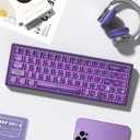 dagaladoo Purple Keyboard Keycaps Jelly,Cute Clear Keycaps PBT/PC, Transparent Custom keycap 60% 75% 100%,150 Keys dye Sublimation Keyboard Key caps,Cherry Profile keycap for Mechanical Keyboards