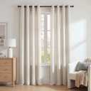 NICETOWN Semi Sheer Linen Curtains for Bedroom 84 inches Long, Grommet Privacy Vertical Farmhouse Window with Light Filtering for Living Room, Natural, W52 x L84, 2 Pieces
