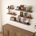BGMG Wood Floating Shelves for Wall 18 inch Set of 2, Rustic Wooden Wall Mount Shelves for Bathroom Living Room Bedroom Kitchen Farmhouse -18x 6.7 x1.25 inch- Walnut Color