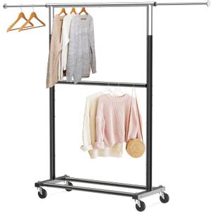 Simple Houseware Double Rod Garment Rack, Black