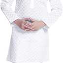 Kids ethnic wear cotton kurta pajama set for boys (2-3T, White Chikan)