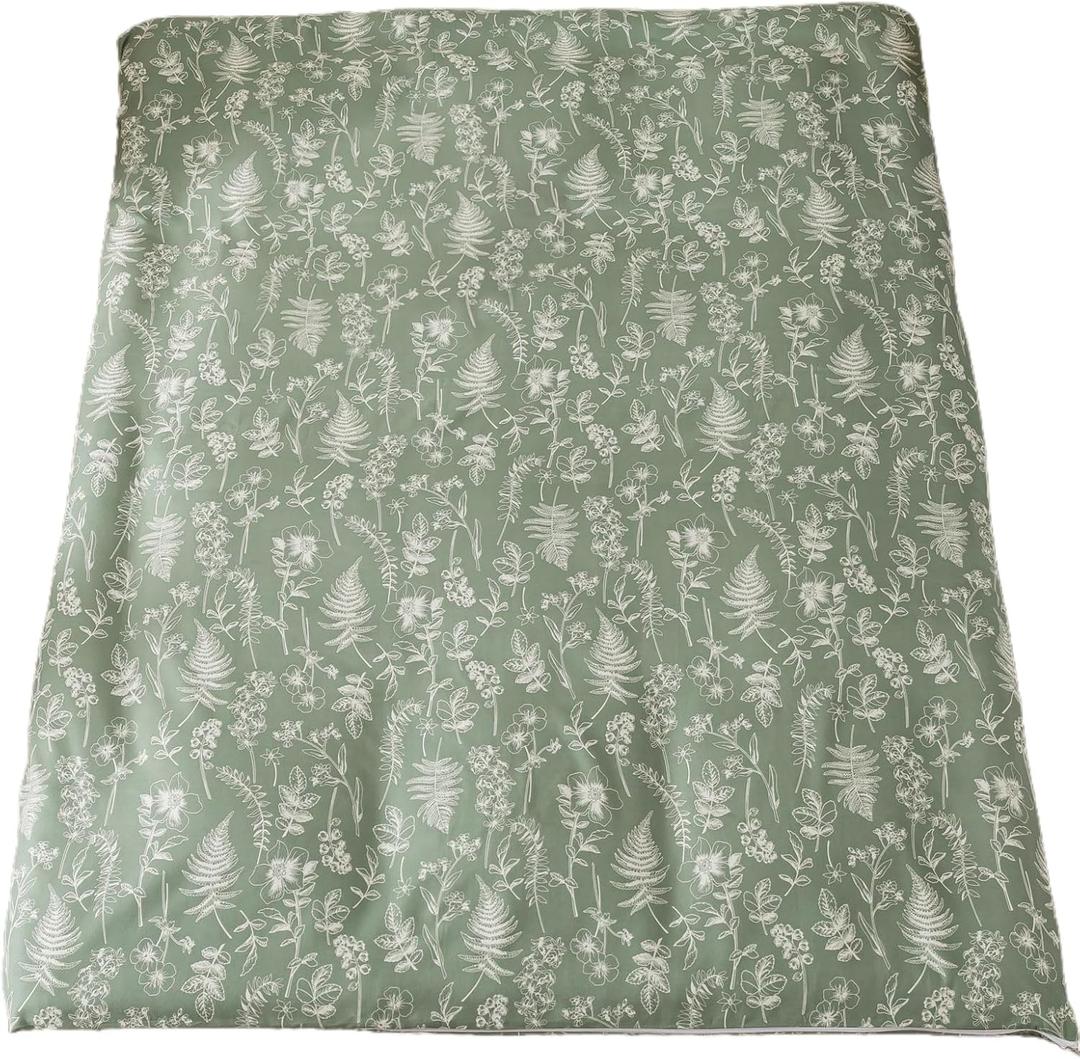 Futon Cover for Traditional Japanese Futon Floor Mattress Cover with Zipper Twin Full Queen Machine Washable Super Soft (Sage Green Plant)