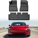 Mixsuper Floor Mats for 2024 2025 2026 Tesla Model 3 Highland, All Weather Floor Liners Custom Fit Waterproof Anti-Slip Durable 1st and 2nd Row Set Black