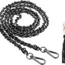 PATIKIL Purse Chain Strap, 47 Inch Leather Chain Straps Purse Strap Replacement Flat Chain Strap with Tassel for Crossbody Bag Handbag Woman, Black