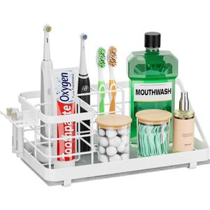 Toothbrush Holders Instant-Drying Organizer - Bathroom Countertop/Wall Mounted Electric Toothbrush Holder - Toothbrush Head Toothpaste Holder, Bathroom Counter Organizers and Storage, White