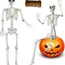 UMEELR 5.9FT Poseable Life Size Skeleton, Plastic Full Size Human Skeleton with Movable Joints for Halloween Garden Party Decoration