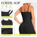 fortix Women's Shapewear Slips Under Dresses Tummy Control Body Shaper Full Slip Seamless Spaghetti Cami Dress (Black) Small