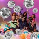 30 Pcs Disco Ball Balloons 32" 22" 10" 4d Balloons 70s Disco Party Decorations Round Metallic Silver Foil Balloon for Dance Birthday Wedding New Years Eve Party Supplies