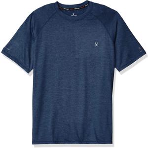 Spyder Men's Short Sleeve Rashguard – UPF 30+ Sun Protection QuickDry Swim Shirt for Surfing, Hiking, and Gym Workouts, Dress Blue, XLarge