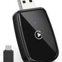 Mini Wireless CarPlay Adapter for Apple iPhone Only, Convert Wired CarPlay to Wireless with USB-A to USB-C Adapter, Stable Control & No Delay Latency, Black