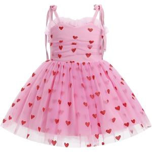 IDOPIP Toddler Baby Girls Strawberry Heart Tutu Dress Summer Sleeveless Smocked Backless Princess Birthday Party Dresses 1-6T (18-24 Months)