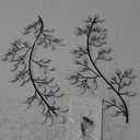 Hotop 2 Pieces Metal Tree Leaf Wall Decor Vine Olive Branch Leaf Wall Art Wrought Iron Scroll Sculptures Above the Bed, Living Room, Outdoor Decoration(Classic Style,White Color)