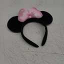 Handmade Mouse Ears Headband for Women and Ladies, Polka Dot Bow Minnie Ears Costume Accessories (Light Pink)