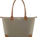 Milan Chiva Nylon Tote Bag for Women Large Shoulder Bag with Zipper Lightweight Foldable Work Tote