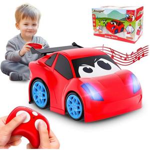 Remote Control Car, RC Car Toy with Lights and Sounds for Boys, Girls and Toddlers Ages 1-3 2-4 4-7 & 3 Years Old (Red)