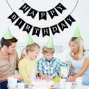 Happy Birthday Banner, Black Happy Birthday Decorations Birthday Sign for Birthday Party Backdrop Decor, Black Happy Birthday Sign Party Hanging Supplies for Girls Boys and Women