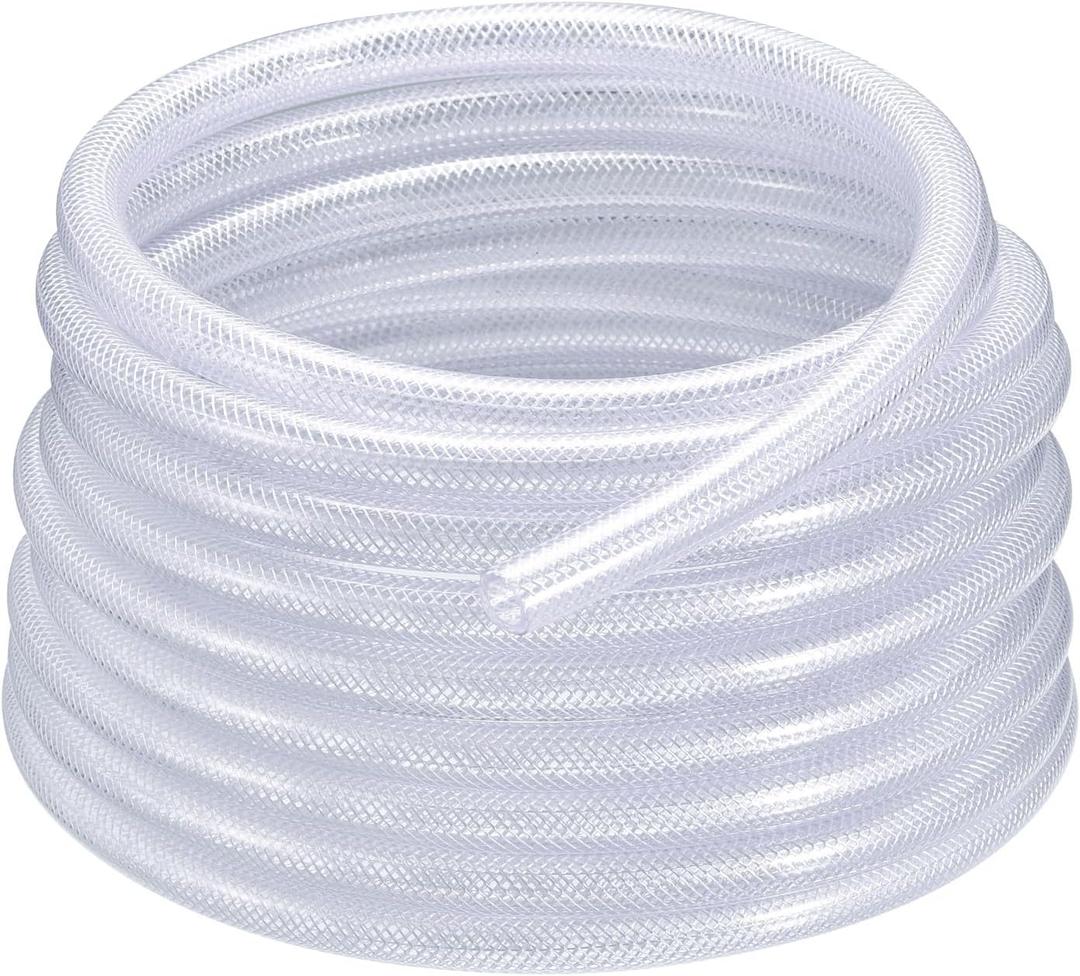MECCANIXITY 1/2" ID x 3/4" OD 50 Ft PVC Tube Braided Reinforced Tubing Flexible Hose Pipe Clear Vinyl Tubing High Pressure Flexible Plastic Tube