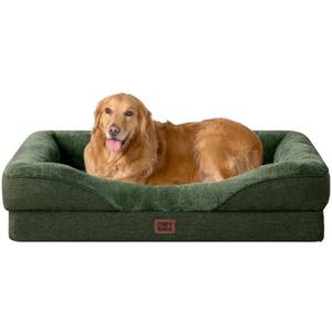 EHEYCIGA Orthopedic XL Dog Bed for Large Sized Dog, 42x30x7.5 Inch Extra Large Memory Foam Dog Couch Bed with Sides, Waterproof Liner & Washable Removable Cover, Dark Green