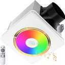 GROWNEER Bathroom Fan with Bluetooth Speaker, 110/160 CFM 1.0 Sone Bathroom Exhaust Fan with Heater, Exhaust Fan with Light & Remote, 9 RGB Modes, 1500lm 3 Color Temperature & Nightlight, EZ Install