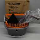 Multifunction 3-in-1 Broom and Dustpan, Silicone broom Squeegee and Scrub Brush Set with Long Adjustable Handle for Indoor & Outdoor Sweeping and Scrubbing, Ideal for Pet Hair, Liquids Spills and Dirt (Orange and Grey)