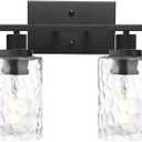MELUCEE Wall Light Fixture, 4-Light Black Bathroom Vanity Light Over Mirror with Clear Hammered Glass, Modern Wall Sconces Lamp for Powder Room Bedroom Kitchen Porch (Patent No.: US D963914 S)