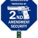 SmartSign 10 x 10 inch Warning Protected By 2nd Amendment Security Yard Sign and 18 inch Stake Kit, 40 mil 3M Laminated EG Reflective Aluminum, Blue and White, Set of 1