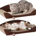 ZOMISIA 2 Pack 26'' Cardboard Cat Scratcher Bed - Large Scratcher Couch for Indoor Cats, Orthopedic Scratching Board, Lounger Scratching Couch with Bells