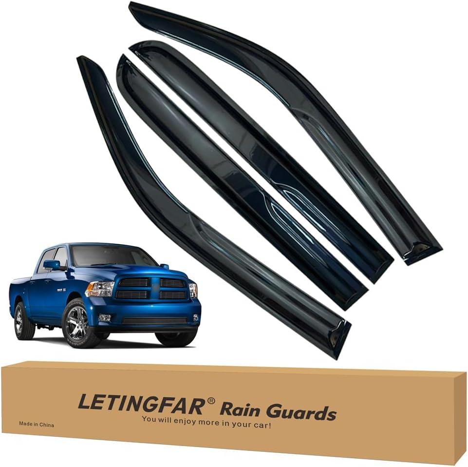 LETINGFAR Window Visors Rain Guards for Dodge Ram 1500 Crew Cab 2019 2020 2021 2022 2023 2024 2025 Accessories, Wind Deflectors Vent Shades for Dodge Ram 1500 Crew Cab