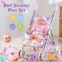 Baby Doll with Stroller Set for Realistic Pretend Play for 3 4 5 6 7 Year Old Toddler Girls Gifts. Baby Stroller Toys includes 12.5-inch Baby Dolls, 2 sets Doll Clothes and 17 PCS Doll Accessories