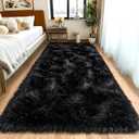 Pionblank Fluffy Runner Rugs for Bedroom 2x6, Modern Shaggy Area Rug for Hallway Living Room, Plush Soft Fuzzy Bedside Carpet for Kids Girls Boys Room Nursery Decor, Black