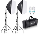 NEEWER 700W Equivalent Softbox Lighting Kit, 2Pack UL Certified 5700K LED Lighting Bulbs, 24x24 inches Softboxes with E26 Socket, Photography Continuous Lighting Kit Photo Studio Equipment