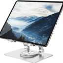 Orlian Tablet Stand Adjustable with 360 Swivel Base Aluminum Tablet Stand Holder for iPad/Samsung/iPad Pro Air Mini/Galaxy/Switch, Sliver (Silver)