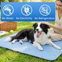 PatiencET Large Dog Cooling Mat, 32 x 44 in No-Gel Cooling Pad for Dogs, Cool Touch Nylon Pet Mat, Washable Dog Mat for Crate, Kennel, Bed, Floor, Sofa, Car, Blue