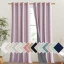 NICETOWN Pink Vintage Linen 100% Blackout Curtains for Living Room, Thermal Insulated Curtains 108" Long, Noise Reducing Window Treatment Drapes for Hall Room, 52" Wide Per Panel, Set of 2 (52"W x 108"L (Pack of 2))