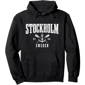 Stockholm Sweden Swedish Sverige Pride Vintage Souvenir Pullover Hoodie, Size S