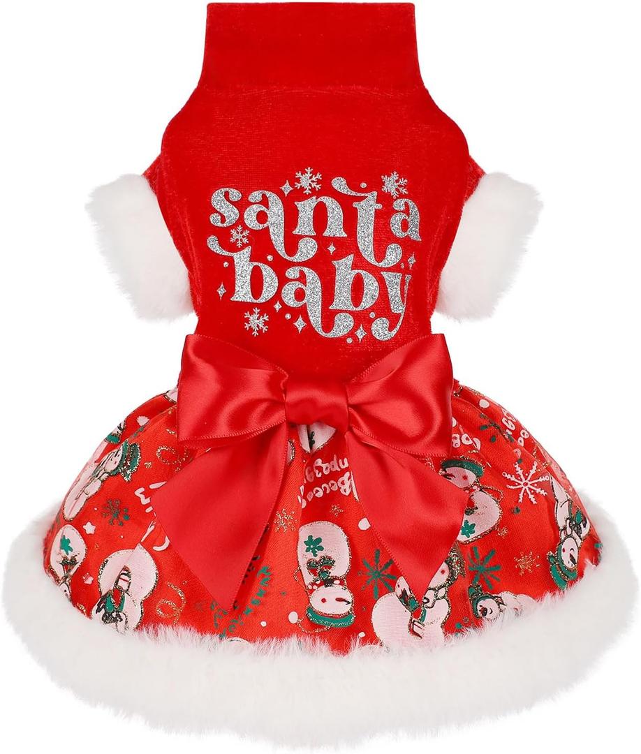 L Dog Christmas DressDog Christmas Outfit Sweater,Fleece Dogs Fall Winter Dress Sweater Male FemaleLarge (Red)