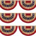 Fanfanwin 6 Pcs Tea Stained Patriotic Bunting Flags 2x4 ft 250th Anniversary Patriotic Decorations Hanging American Half Fan Flag Banner for Outside Independence Day Memorial Day with Brass Grommets