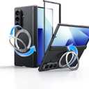 MAGIC JOHN for Galaxy Z fold 7 Case with 360Rotatable Stand, Built-in Screen Protector, Strong Magnetic Force, Mil-Grade Hinge Protection, Full Body Protective Phone Case for Galaxy Z Fold 7, Black