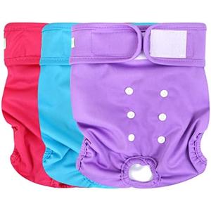 wegreeco Washable Reusable Premium Female Dog Diapers, Medium Large Small Dog Doggie Puppy & Doggy Diapers Female,Period Panties in Heat (Pack of 3, Large)