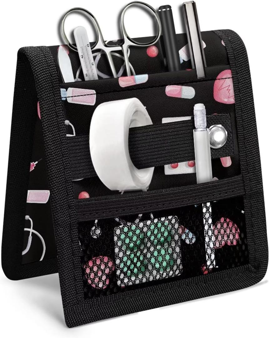 Pocket Protector Nurse, Nursing Organizer Pouch for Nurses, Tool Pocket Pouch for Hospital (Nurse Printed-Black)