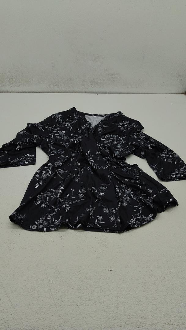 Short Sleeve Black Floral Dress, 2XL No Brand