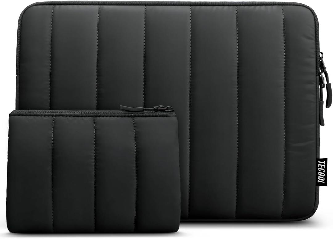 TECOOL Puffy Laptop Case 16 inch,Laptop Sleeve 16 inch for MacBook Pro 16 M5 M4 M3,16 Lenovo Thinkpad HP Acer Asus Dell Chromebook,Protective Waterproof 16 inch Sleeve Notebook with Small Case,Black