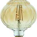 G40 LED Edison Bulb, Pumpkin Shape, Amber Hand-Blown Hard Glass, 4W 110-130V, E26, 2500K Warm Yellow Light, 400LM, Non-Dimmable, Indoor Decor Lighting (TwistCone)