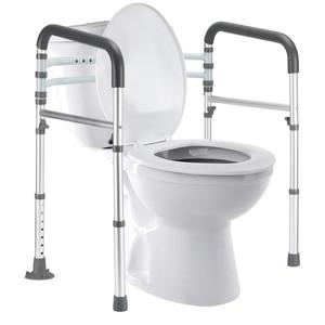 Lianjindun Toilet Safety Rails (350 lb), Adjustable Toilet Frame for Elderly, Seniors, Handicap & Disabled, Foldable Handicap Toilet Handles Fit Any Toilets (Gray)
