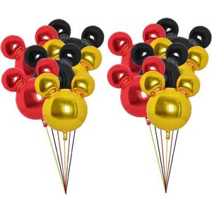12 Pieces Mickey Party Balloons, 24 Red Black Gold Mouse Foil Balloons for Gender Reveal Baby Shower Wedding Kids Theme Birthday Party Decoration Supplies