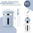 Stainless Steel Kids Cups, 12.51 oz Toddler Tumbler with Straws and Lids, Spill-Proof Baby Smoothie Cup with Silicone Sleeve, Versatile 2-in-1 Drinking Snack Cups for Kids (Gray+Blue)
