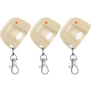 Kingdder 3 Pieces Gate Opener Remote Compatible with Multicode 300mhz 10 Dip Switch 3089 3060 3070 Garage Door Opener Remote Control with Keychain(Beige, White)