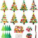 16 Sets Christmas Tree Foam Crafts Kits for Kids DIY Christmas Tree Ornaments Make Your Own Xmas Trees Hanging Ornaments with Stickers for Xmas Holiday Party Art Making Craft Home Classroom Activities