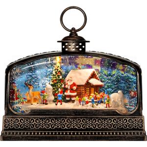 Christmas Snow Globe Christmas Decorations Gifts Santa Claus Snowman Church Gnome House Bear Deer Tree USB/Battery Timer Music Glitter Snowfall Lantern