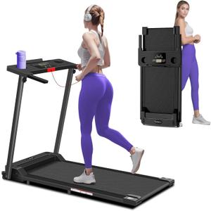 Treadmill with Handles, 2025 Upgraded Small Treadmills Home, Portable Electric Treadmills for Home 300 lbs Capacity,Walking Pad Treadmill,Lightweight Folding Foldable Walking Pad with LED Display (Black)